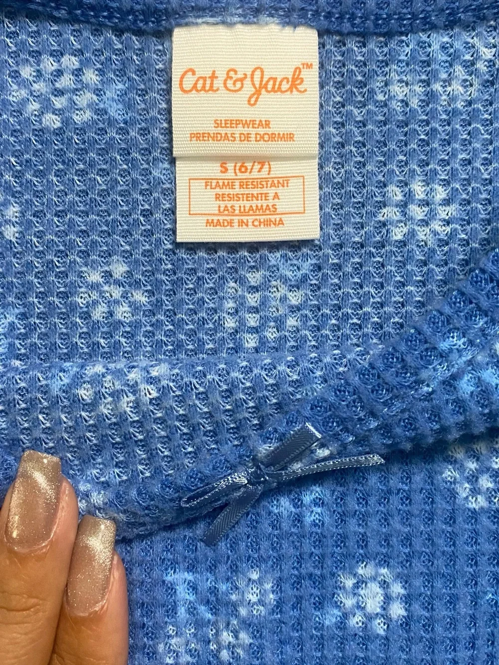 Girls' Blue Floral Long-Sleeve Top